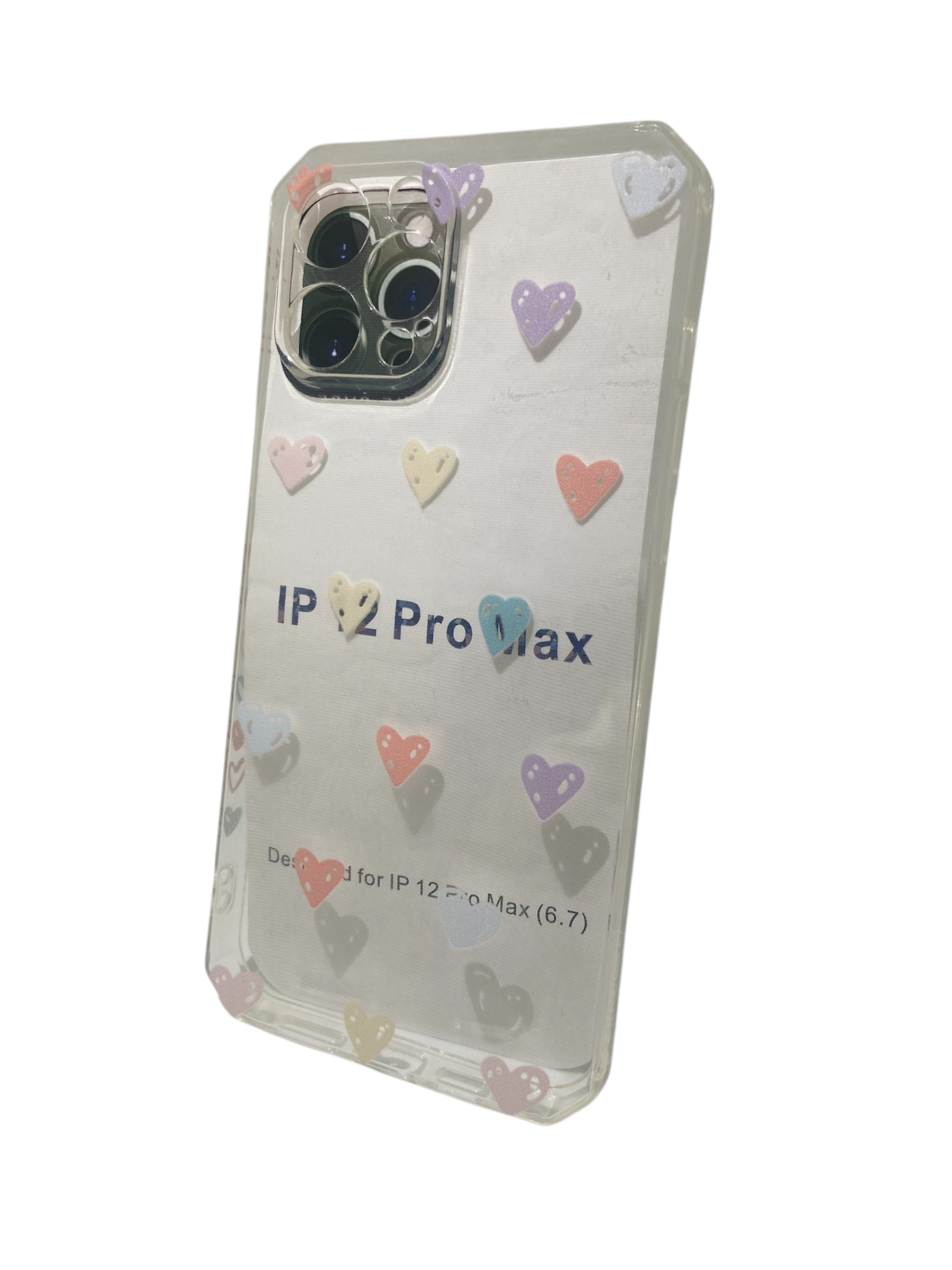 Case IPhone 12 Pro Max semitransparente corazones